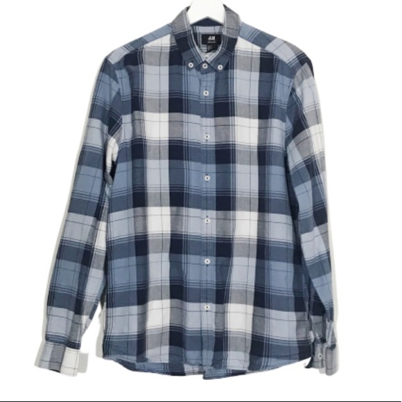 H&M Other - H&M Man 100% Cotton Blue Plaid Button Down M